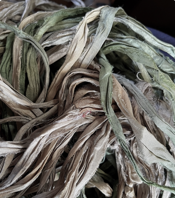 Lily Pond Recycled Sari Silk Thin Ribbon 5 Yards