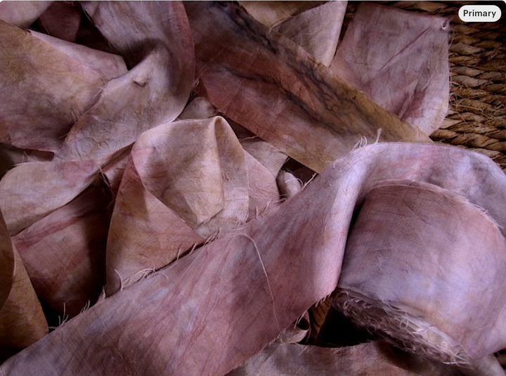 EXTRA WIDE Smokey Blush Dusty Pinks Multi Recycled Sari Silk Ribbon