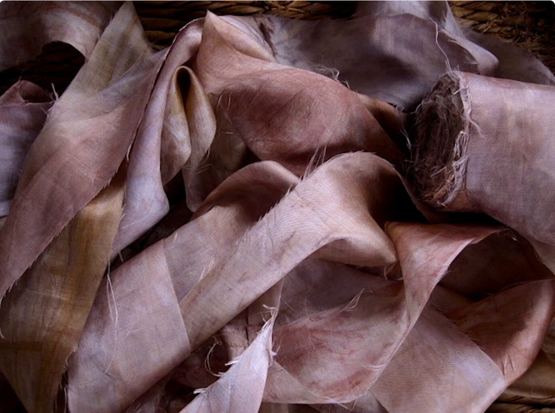 EXTRA WIDE Smokey Blush Dusty Pinks Multi Recycled Sari Silk Ribbon