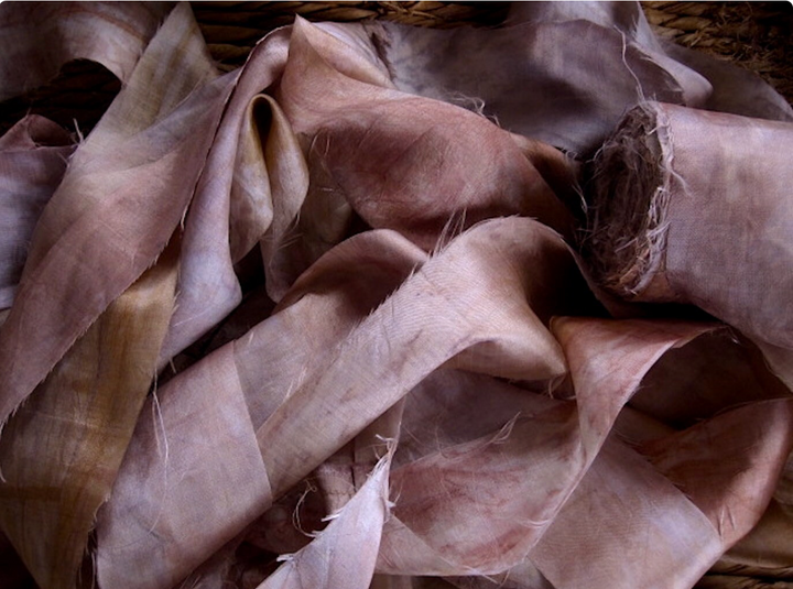 EXTRA WIDE Smokey Blush Dusty Pinks Multi Recycled Sari Silk Ribbon