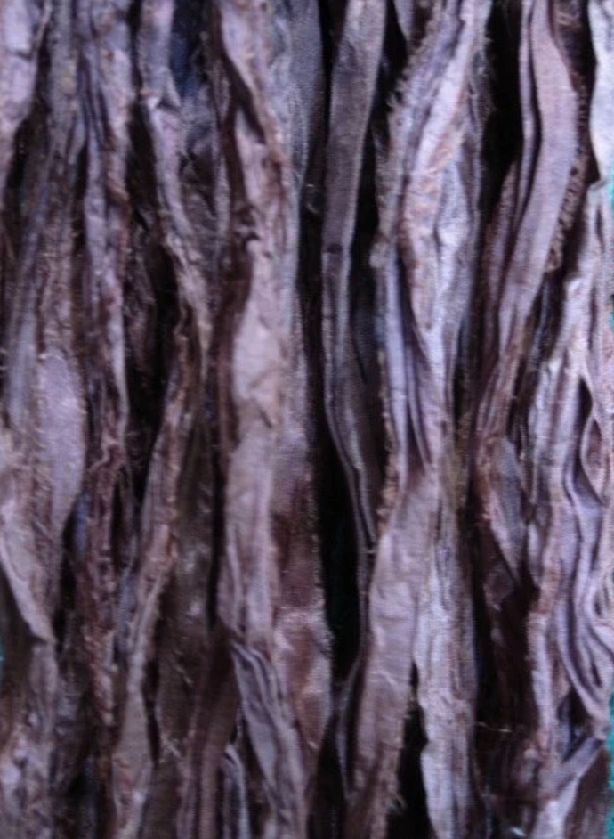 Dark Dusty Rose Recycled Sari Silk Ribbon Yarn