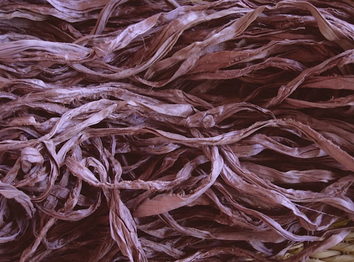 Dark Dusty Rose Recycled Sari Silk Ribbon Yarn