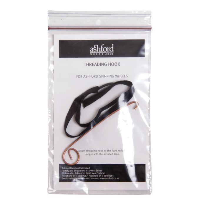 Ashford spinning wheel threading hook with wooden handle