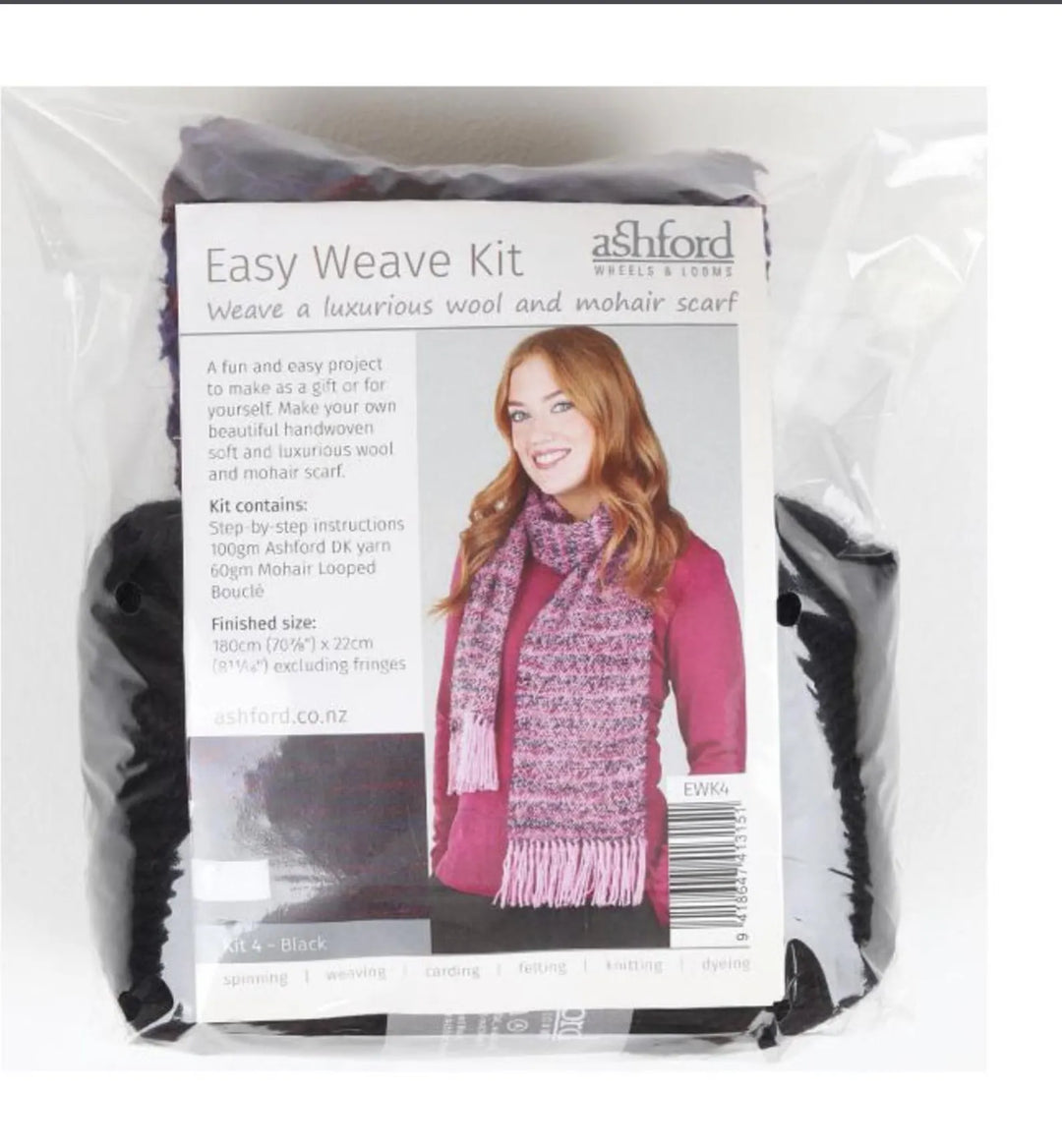 Ashford Easy Weave Scarf Kit – Wool & Mohair Yarn, Beginner Weaving Project