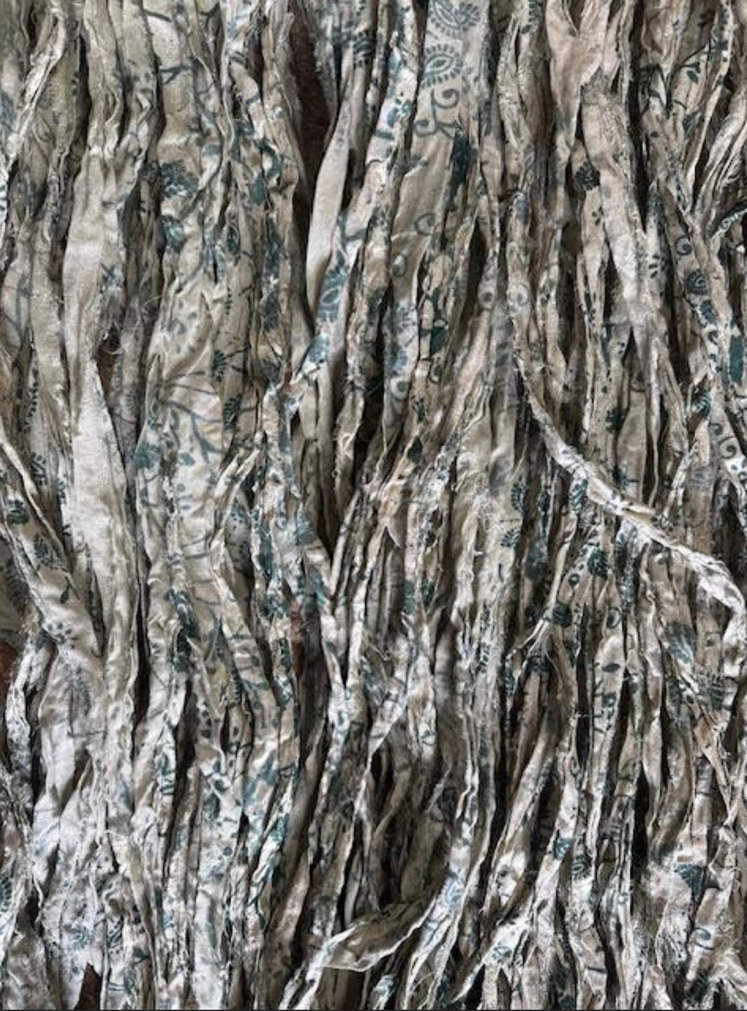 Earthy Mountain Mist Print Recycled Sari Silk Ribbon