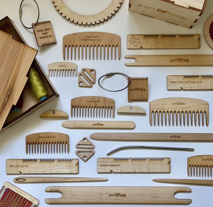 Purl & Loop Stick Shuttles, Pick Up Sticks, Needles and Combs