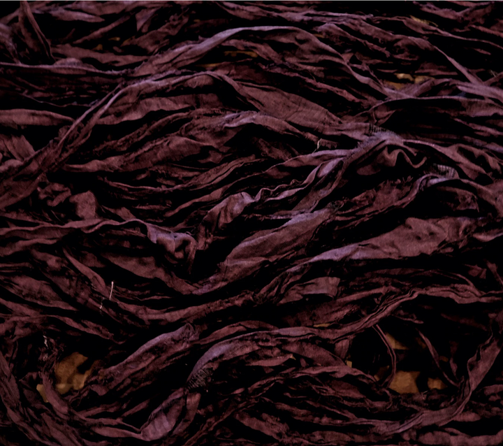 Deep Rich Burgundy Recycled Sari Silk Ribbon Yarn (Copy)