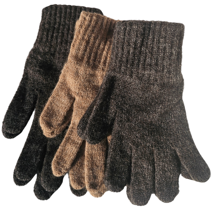 Soft and warm wool-alpaca gloves in a classic knit design, perfect for winter wear and outdoor activities, offering comfort and durability