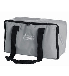 Ashford-branded carry bag for the e-Spinner 3, highlighting the spinner's convenience for artists