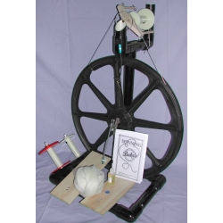 Experience efficient yarn creation with Babe's Production Double Treadle Spinning Wheel in a striking black finish, designed for advanced spinning techniques