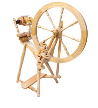 Load image into Gallery viewer, A beautifully crafted Kromski Interlude Spinning Wheel featuring a clear natural wood finish that highlights the grain, providing a classic look for spinners who value both function and form.

