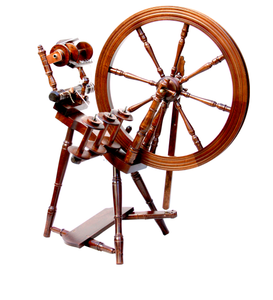 This Kromski Interlude Spinning Wheel comes in a rich walnut finish, offering a sophisticated aesthetic to a spinner's collection while providing an unparalleled spinning experience.