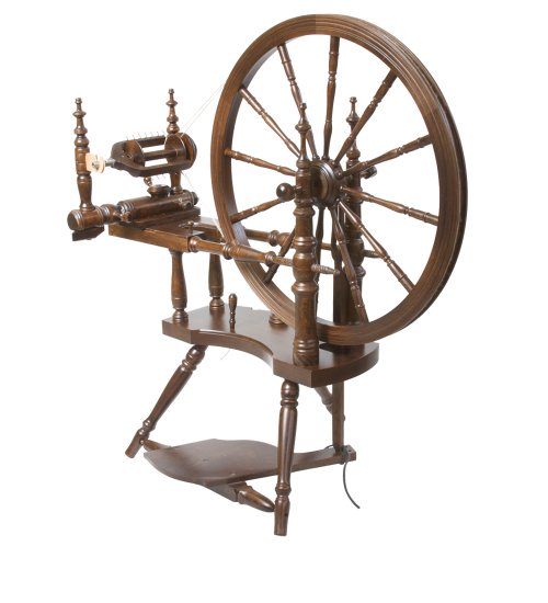 The walnut-finished Kromski Polonaise spinning wheel is a masterpiece of craftsmanship, tailored for the fiber artist who values elegance and precision in their yarn creations.