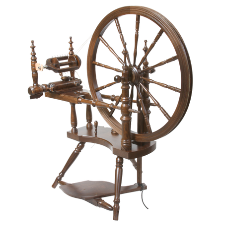 The walnut-finished Kromski Polonaise spinning wheel is a masterpiece of craftsmanship, tailored for the fiber artist who values elegance and precision in their yarn creations.