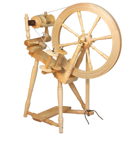 The Kromski Prelude in a clear finish, a spinning wheel crafted for fiber artists, offers a blend of functionality and beauty. Its polished surface and sturdy build provide a reliable spinning experience for creating intricate fiber art.
