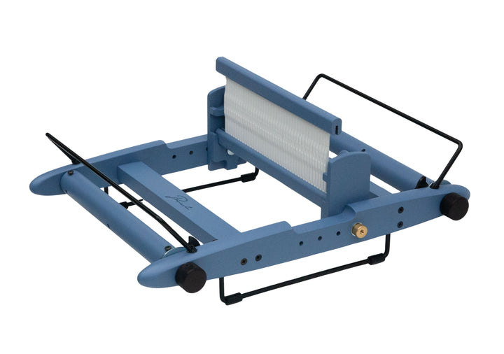 Kromski's harbor blue ten inch presto loom on a white background