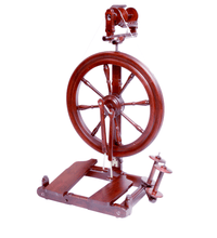 Load image into Gallery viewer, The Kromski Sonata spinning wheel in a deep mahogany finish combines the warmth of rich wood with the precision of modern craftsmanship, perfect for any fiber art project
