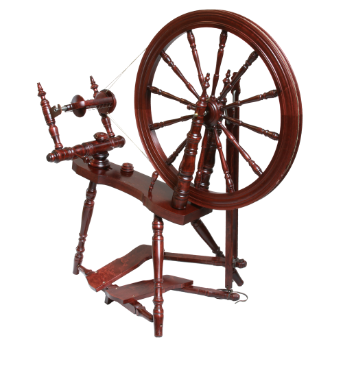 The Kromski Symphony spinning wheel in a lustrous mahogany finish provides a perfect combination of beauty and functionality for fiber arts enthusiasts. Its elaborate craftsmanship and rich color add a luxurious touch to the spinning experience