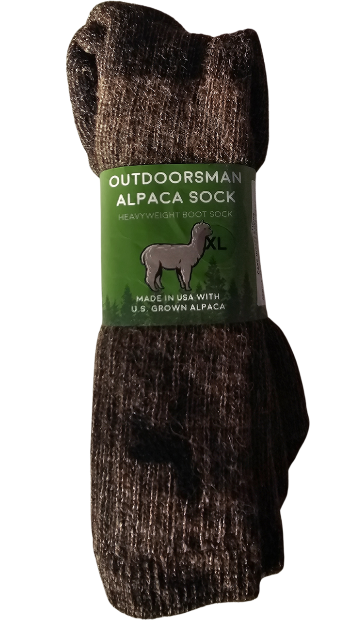 A pair of Outdoorsman alpaca socks folded neatly, highlighting their premium quality and outdoor-friendly design