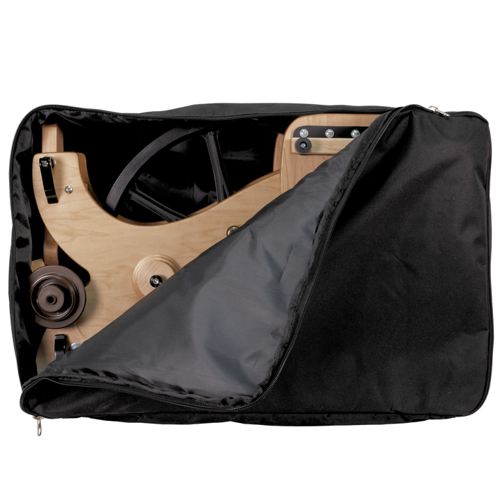 Black Schacht Sidekick Bag displayed containing the Schacht Sidekick Spinning Wheel