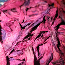 Load image into Gallery viewer, Sangria Multi Recycled Sari Silk Ribbon 5 - 10 Yards or Full Skein BOHO Jewelry Making SUPER FAST Shipping!
