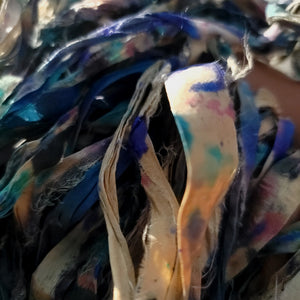 Forget-Me-Not Recycled Sari Silk Thin Ribbon Yarn