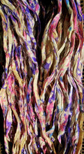 Load image into Gallery viewer, Pinkurples Recycled Sari Silk Thin Ribbon Yarn 5 or 10 Yards for Jewelry Weaving Spinning &amp; Mixed Media
