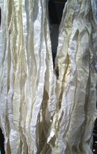 Load image into Gallery viewer, Winter Whites White, Ivory &amp; Vanilla Tri-Color Recycled Sari Silk Thin Ribbon Yarn
