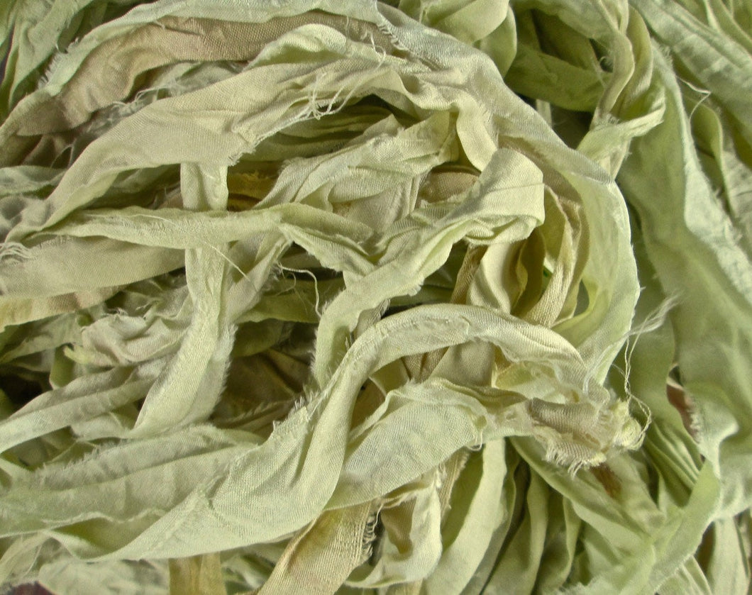 Golden Pear Recycled Sari Silk Eyelash Ribbon 5 Yards