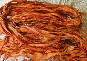 Cayenne Recycled Sari Silk Ribbon Yarn 5 Yards for Jewelry Weaving Spinning & Mixed Media SUPER FAST SHIPPING!