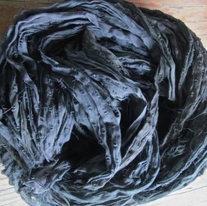 ULTRASOFT Gunmetal Gray Nubby Recycled Chiffon Silk Ribbon