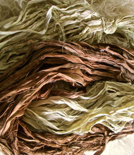 Load image into Gallery viewer, Mocha Latte Recycled Sari Silk Thin Ribbon Yarn 5 Yards
