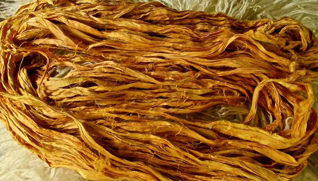 Butter Toffee Recycled Sari Silk Ribbon 5 Yards