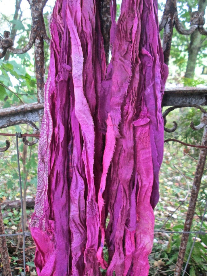 Fuchsia Recycled Sari Silk Eyelash Ribbon