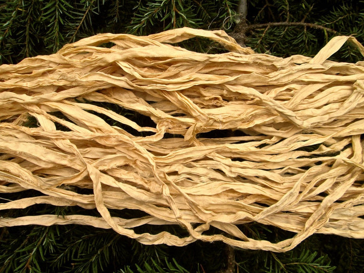 Straw Recycled Sari Silk Thin Ribbon Yarn