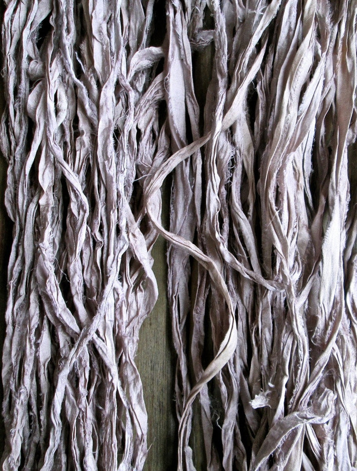 Silver-Lilac Recycled Sari Silk Eyelash Ribbon