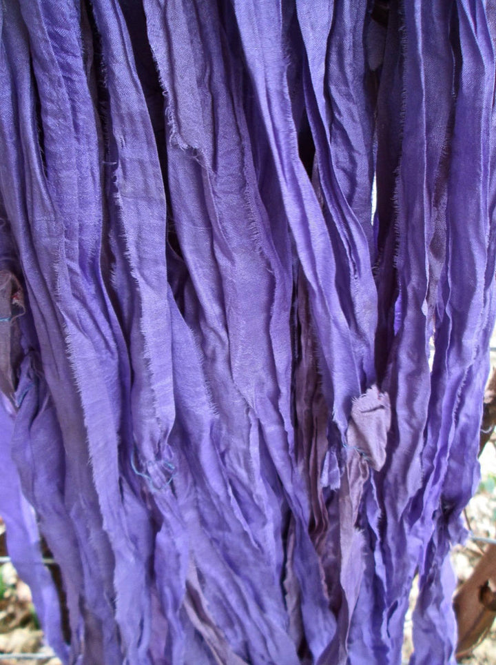 Iris Recycled Sari Silk Thin Ribbon Yarn 5 Yards