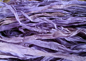 Iris Recycled Sari Silk Thin Ribbon Yarn 5 Yards Boho Jewelry Weaving Spinning Mixed Media SUPERFAST SHIPPING!