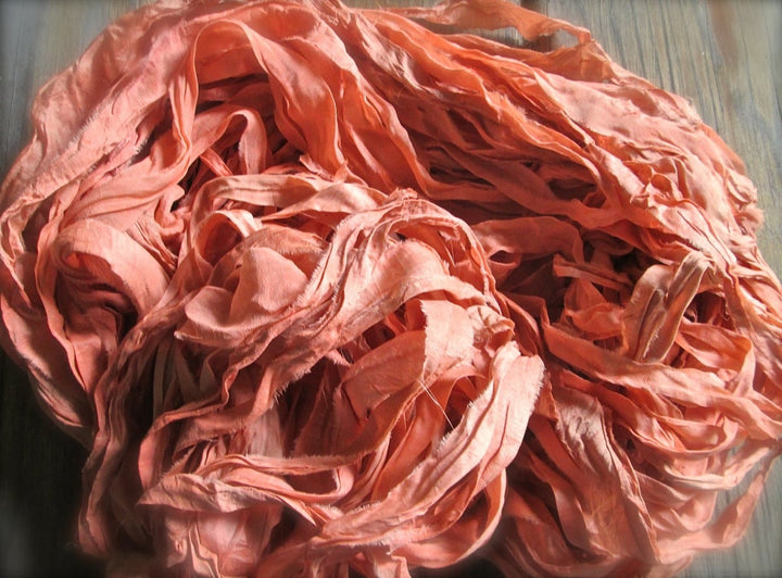 Flamboyant Flamingo Recycled Sari Silk Thin Ribbon Yarn