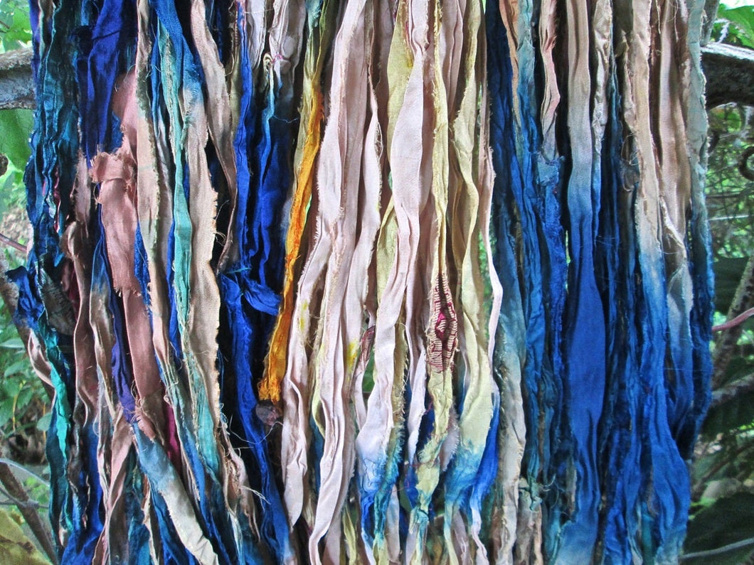 Summer Cottage Recycled Sari Silk Thin Ribbon Yarn 5 Yards