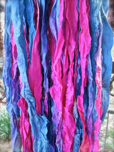 Penny Candy Recycled Sari Silk Ribbon Yarn 5 - 10 Yards or Full Skein for Jewelry Weaving Spinning Mixed Media SUPER FAST SHIPPING