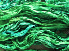 Load image into Gallery viewer, Irish Meadow Recycled Sari Silk Eyelash Ribbon 5, 10 Yards or Full Skein Yarn Jewelry Weaving Spinning Boho Mixed Media
