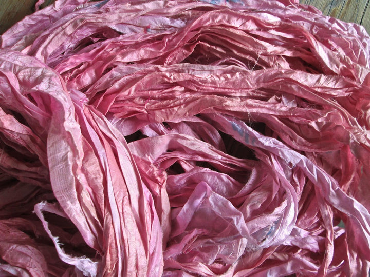 Cotton Candy Recycled Sari Silk Thin Ribbon Yarn