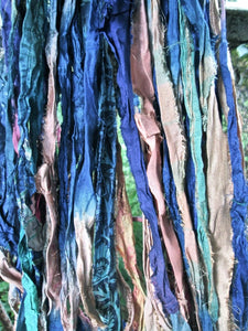 Summer Cottage Recycled Sari Silk Thin Ribbon Yarn 5 Yards Jewelry Weaving SUPER FAST SHIPPING!