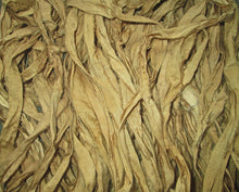 Load image into Gallery viewer, Honey Gold Blonde Recycled Sari Silk Thin Ribbon Yarn 5 Yards for Jewelry Weaving Spinning &amp; Mixed Media
