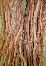 Load image into Gallery viewer, Soft Salmon Multi Toned Pastel Recycled Sari Silk Thin Ribbon Yarn
