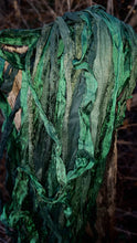 Load image into Gallery viewer, Moss Green Recycled Sari Silk Ribbon 5 Yards
