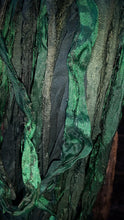 Load image into Gallery viewer, Moss Green Recycled Sari Silk Ribbon 5 Yards
