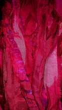Load image into Gallery viewer, Cranberry Recycled Sari Silk Ribbon Yarn 5 or 10 Yards for Jewelry Weaving Spinning &amp; Mixed Media

