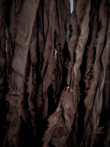 Bitter Chocolate Deep Brown Tones Recycled Sari Silk Thin Ribbon Yarn 5 or 10 Yards Jewelry Weaving Spinning & Mixed Media
